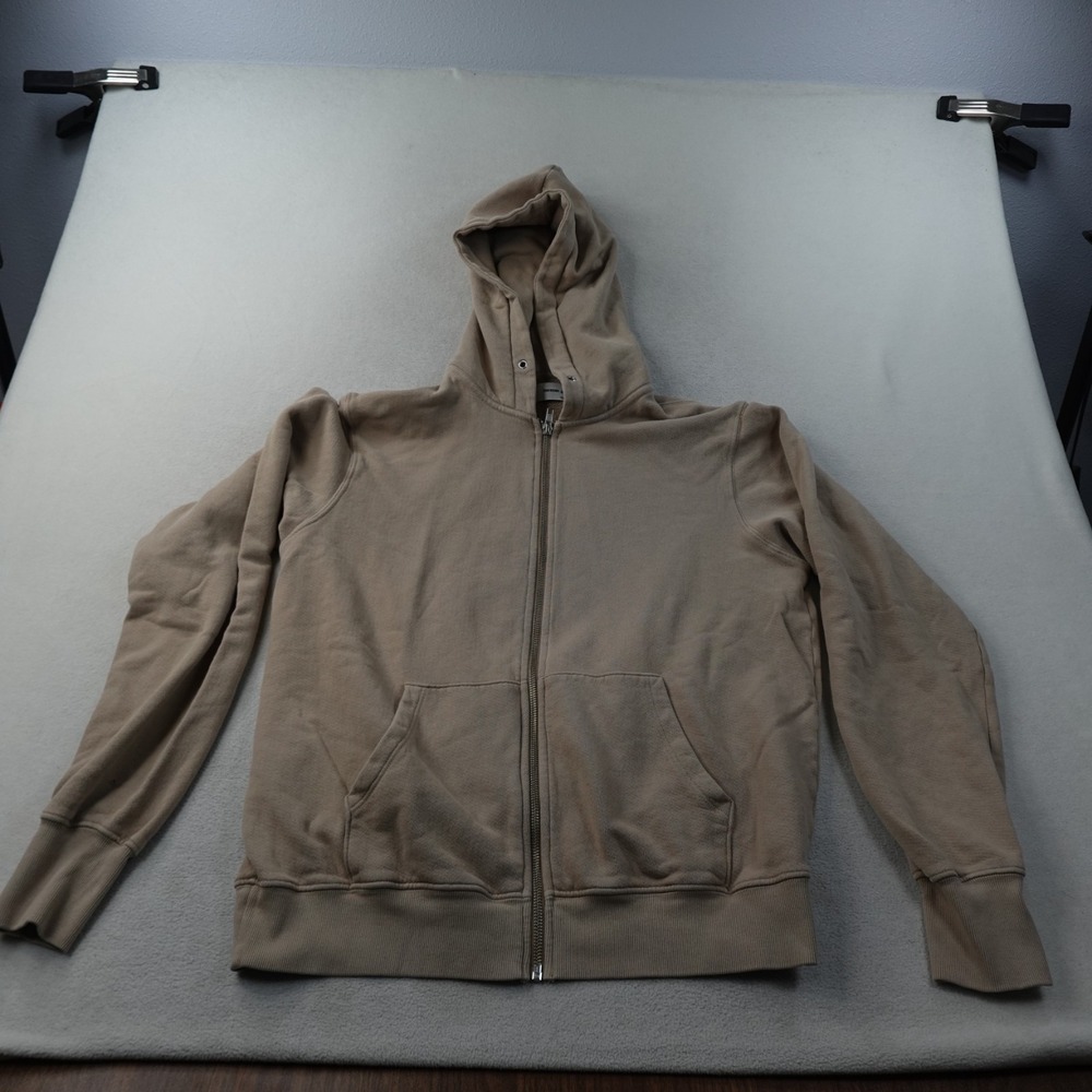 Joah Brown Oversized Zip Hoodie Womens One Size Tan Cotton Made USA Thumbholes